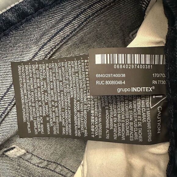 ZARA Whiskering Faded 5-Pocket Straight Leg Denim Jeans Blue Size 6 - Picture 2 of 4